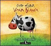 Tapa de Cuero negro, vaca blanca